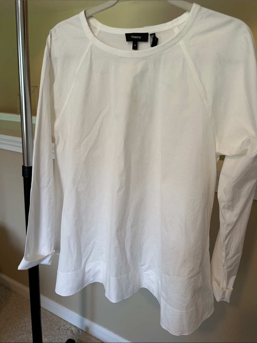 Theory Women's White Long-Sleeve Crewneck Top - Minimalist Essential